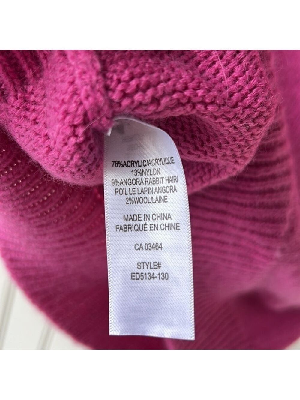RICKIS ANGORA RABBIT Wool Acrylic Blend Pink Knit Mock Neck Sweater Size Small - Picture 6 of 8